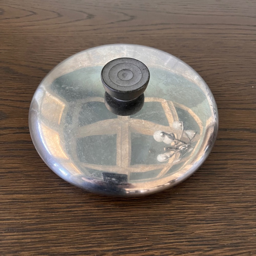 Vintage Revere Ware Stainless‎ Steel Replacement Pot Lid Black Bakelite Knob 7"